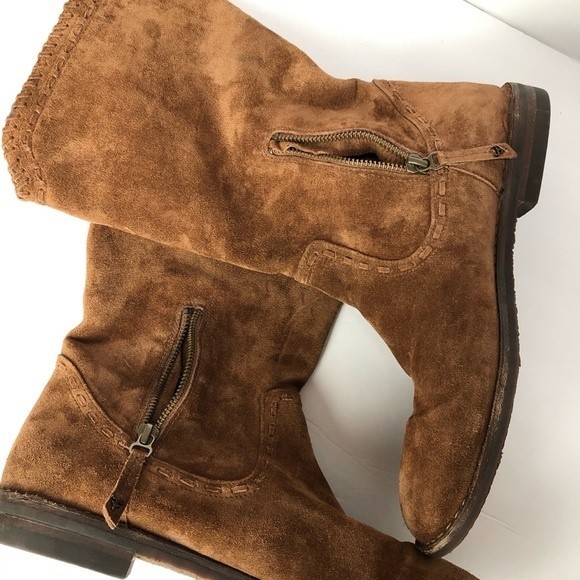 Trask Audra Boots Womens 10 M Pull On Zip Almond Toe Mid Calf Suede Casual - Picture 14 of 15